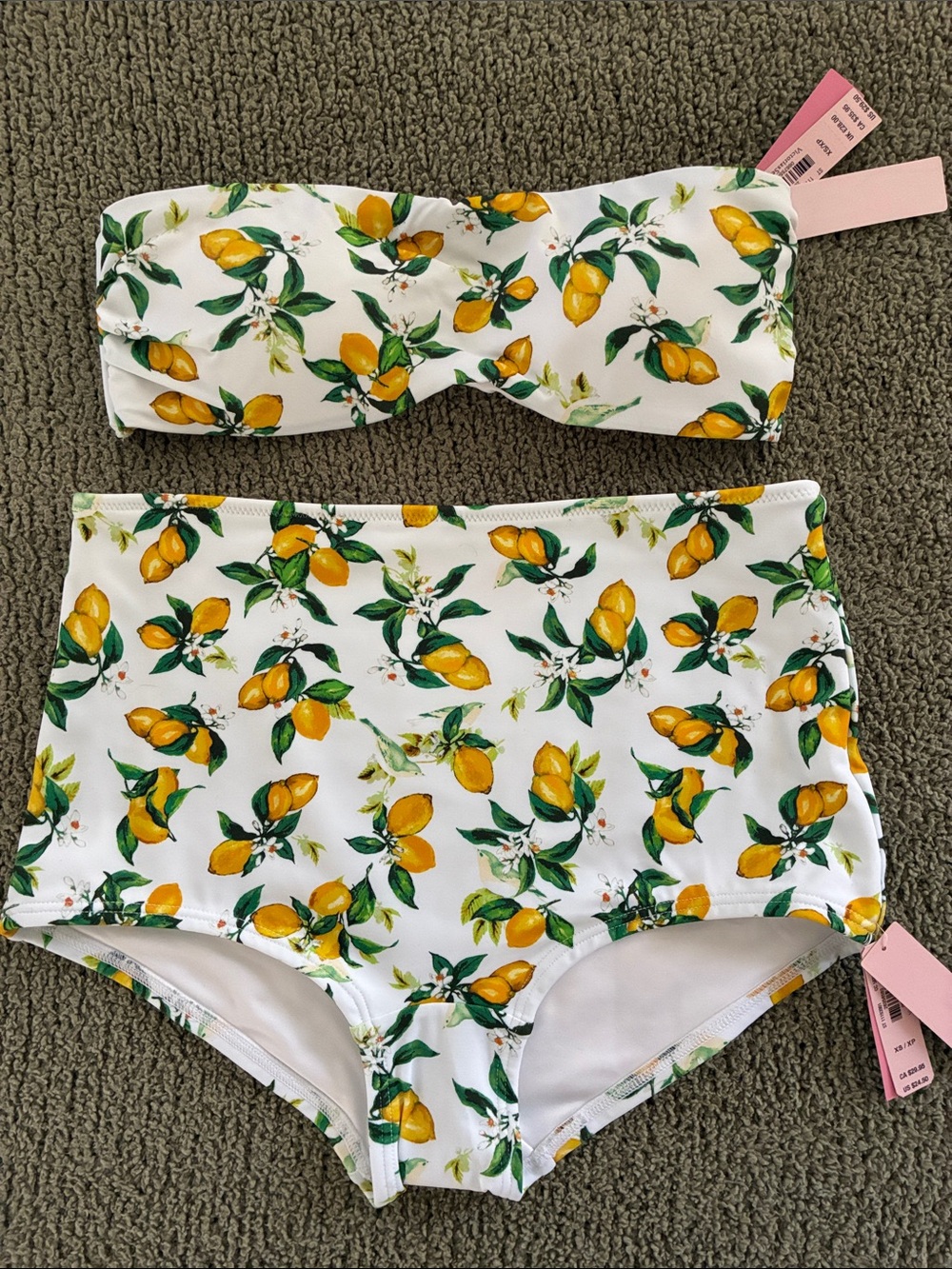 BRAND NEW: VICTORIA’S SECRET Lemon Print High-Waist Bikini Set - White & Yellow